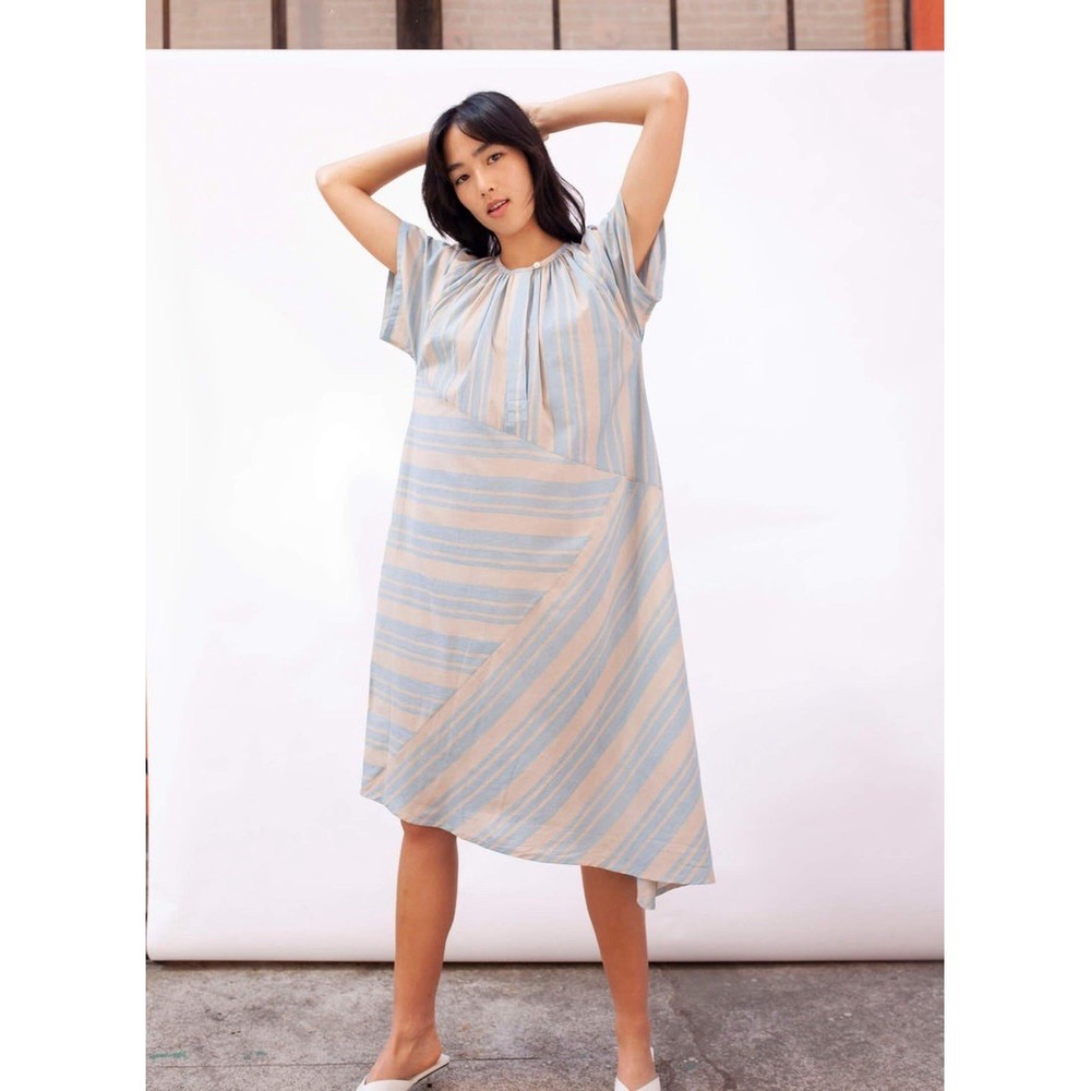 Seek Collective Leta Dress Cirrus Stripe Womens Size Small Summer Heirloom Woven